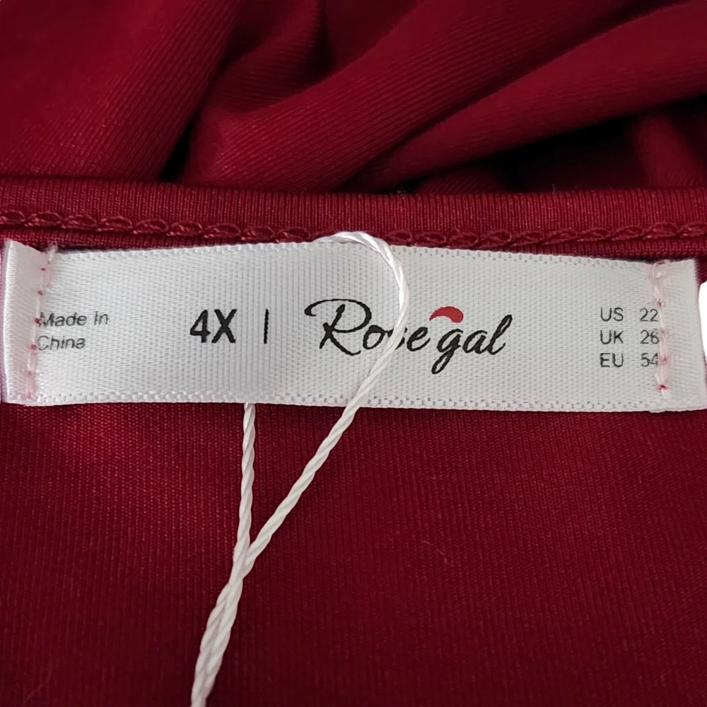Women's Rosegal Plus Size Stretchy Cocktail Dress Burgundy Red Sz 4X / 22W - Picture 4 of 5